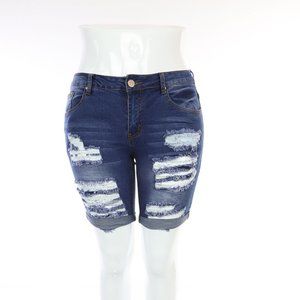 Plus Size Distressed Denim Women BERMUDA  Beautiful RIPPED JEAN STRETCHE size 14